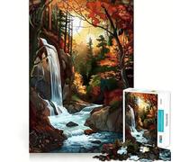 Puzzle da 1000 pezzi con cascata autunnale e atmosfera serena,incastro preciso,gioco di logica e pensiero,momento di relax,regalo di Natale artistico (38x26cm)