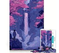 Puzzle da 1000 pezzi con cascata di ciliegi in fiore per adolescenti, gioco di puzzle che stimola la creatività e il relax, con ritagli precisi, ideale come regalo per le festività (38x26cm)