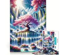 Puzzle da 1000 pezzi con cascata di fiori di ciliegio,taglio liscio,gioco creativo,giocattolo rilassante,regalo di Natale (38x52cm)