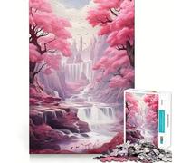 Puzzle da 1000 pezzi con cascata e alberi di ciliegio in fiore,ideale per ragazzi,con incastri precisi e senza spazi vuoti,perfetto per un'attività serale in famiglia (50x75cm)