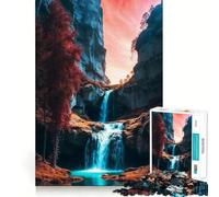Puzzle da 1000 pezzi con cascata e canyon,bordo netto,decorazione,risoluzione di problemi,divertimento,facile,regalo di Natale (50x75cm)
