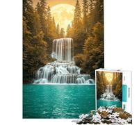 Puzzle da 1000 pezzi con cascata e paesaggio di foresta illuminata dalla luna gioco rompicapo per adulti divertimento in famiglia regalo per amici e parenti (dimensioni 38x52cm)
