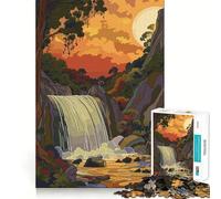 Puzzle da 1000 pezzi con cascata e tramonto,gioco creativo per sviluppare le capacità di incastro,pezzi ben saldi,attività per rafforzare i legami familiari (38x26cm)