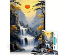Puzzle da 1000 pezzi con cascata e tramonto,ideale per adolescenti,gioco di memoria e logica,con incastro perfetto e pezzi che non si staccano,perfetto da portare in viaggio