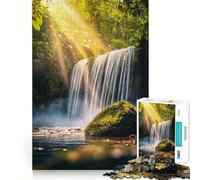 Puzzle da 1000 pezzi con cascata in una foresta lussureggiante,ideale per adulti Gioco di memoria e allenamento della mente Taglio laser per un incastro perfetto alleviare lo stress