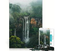 Puzzle da 1000 pezzi con cascata in una foresta lussureggiante,ideale per sviluppare le capacità cognitive Gioco con superficie liscia e priva di sbavature,perfetto per attività di gruppo rilassanti
