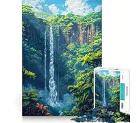 Puzzle da 1000 pezzi con cascata in una giungla lussureggiante, pixel art, incastro perfetto, gioco stimolante per la mente, ideale per il relax, decorazione natalizia da parete (50x75cm)