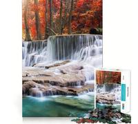 Puzzle da 1000 pezzi con cascata nella foresta autunnale,gioco di abilità creativa,componenti robusti e ben rifiniti,ideale da portare in viaggio,gioco per allenare la mente (38x52cm)