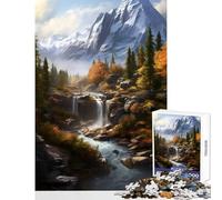 Puzzle da 1000 pezzi con cascata nella foresta giocattolo educativo sulla natura ottimo regalo per giochi di famiglia con poster abbinato e foglio di quiz dimensioni 38x52cm