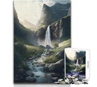 Puzzle da 1000 pezzi con cascata nella foresta, un modo rilassante per riempire il tempo libero, giocattolo da gioco con taglio preciso e costante, dimensioni 38x26cm