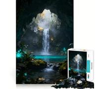 Puzzle da 1000 pezzi con cascata nella grotta mistica, ideale per ragazzi, per migliorare la memoria, rilassante e divertente, con design da assemblare e un regalo elegante (38x26cm)