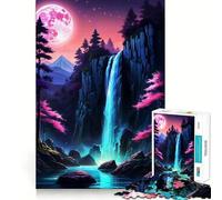 Puzzle da 1000 pezzi con cascata notturna,gioco di abilità mentale,incastro stabile,parti che non si spostano,passatempo divertente per i lunghi weekend (38x52cm)