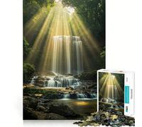 Puzzle da 1000 pezzi con cascata serena in una foresta lussureggiante, ideale per adulti, per stimolare la mente e ridurre lo stress Decorazione murale con bordi precisi (50x75cm)