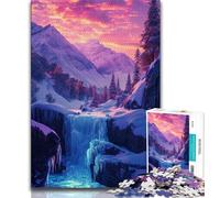Puzzle da 1000 pezzi con cascate colorate regalo per adulti con poster abbinato e foglio di quiz per bambini dai 14 anni in su (26x38cm)
