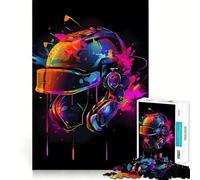 Puzzle da 1000 pezzi con casco da gaming al neon per adulti, stimola la logica, ideale per creare legami familiari, con bordo premium e una piacevole sorpresa (50x75cm)