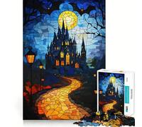 Puzzle da 1000 pezzi con castello in vetro colorato per ragazzi, ideale per il recupero della memoria, il relax e il divertimento, con dettagli nitidi e perfetti come regalo stagionale 50x75cm