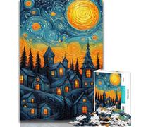 Puzzle da 1000 pezzi con castello nel cielo notturno, per adulti, allena il cervello e le mani, regalo di compleanno, regali 26x38cm
