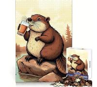 Puzzle da 1000 pezzi con castoro che beve birra, ideale per adolescenti, stimola la logica e favorisce il relax Bordi nitidi Regalo memorabile (38x52cm)