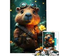 Puzzle da 1000 pezzi con castoro steampunk e fiore ideale per compleanno Natale decorazione per la casa gioco educativo adatto a persone dai 14 anni in su (38x26cm)
