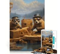 Puzzle da 1000 pezzi con castoro steampunk indaffarato,pezzi ben definiti,gioco per lo sviluppo delle capacità cognitive,divertimento e relax,decorazione natalizia (50x75cm)