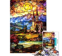 Puzzle da 1000 pezzi con cattedrale e vista macchiata Puzzle da 1000 pezzi per la decorazione della casa Perfetto come regalo (38x52cm)