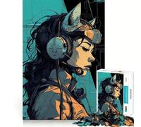 Puzzle da 1000 pezzi con Catwoman e cuffie,taglio preciso,divertente gioco di abilità mentale,gioco per il tempo libero,regalo festivo (38x26cm)