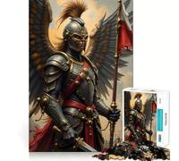 Puzzle da 1000 pezzi con cavaliere alato,bandiera e spada,gioco di concentrazione mentale,design a incastro preciso,sfida interattiva per il cervello per la casa (38x52cm)