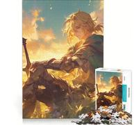 Puzzle da 1000 pezzi con cavaliere anime al tramonto, decorazione da parete, stimolante da completare, ideale per rafforzare il legame di coppia 38x26cm