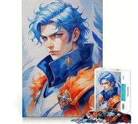 Puzzle da 1000 pezzi con cavaliere anime dai capelli blu,gioco di precisione e divertimento,stimola la mente,ideale per momenti di relax e come decorazione natalizia 38x26cm