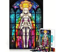 Puzzle da 1000 pezzi con cavaliere anime in vetro colorato per adulti e ragazzi, giocattolo rilassante e calmante, taglio di alta qualità, regalo speciale 38x26cm