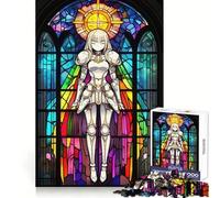 Puzzle da 1000 pezzi con cavaliere anime in vetro colorato per adulti, gioco per esercitare la mente, divertimento casual, taglio di precisione, regalo artistico 38x52cm
