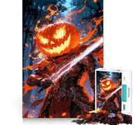 Puzzle da 1000 pezzi con cavaliere dalla testa di zucca e spada per adulti ideale per stimolare la concentrazione perfetto per la casa e il tempo libero con bordi netti regalo di Babbo Natale 38x52cm