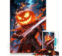 Puzzle da 1000 pezzi con cavaliere dalla testa di zucca e spada per adulti, un gioco stimolante per la mente, un'oasi di tranquillità e relax, un pezzo da collezione di alta qualità (50x75cm)