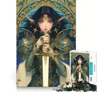 Puzzle da 1000 pezzi con cavaliere dei tarocchi e guerriero, ideale per adolescenti, gioco di logica stimolante per il relax, bordi chiari, sorpresa di compleanno 38x52cm