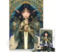 Puzzle da 1000 pezzi con cavaliere dei tarocchi e guerriero, ideale per adolescenti, gioco di logica stimolante per il relax, bordi chiari, sorpresa di compleanno 38x52cm