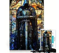 Puzzle da 1000 pezzi con cavaliere in vetro colorato, gioco di logica per adulti, ideale per stimolare la creatività e creare legami, con bordi di alta qualità, regalo perfetto 50x75cm