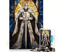 Puzzle da 1000 pezzi con cavaliere in vetro colorato per ragazzi, ideale per il recupero della memoria, il relax e il divertimento, con dettagli nitidi e perfetti come regalo stagionale 50x75cm