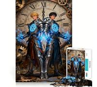 Puzzle da 1000 pezzi con cavalieri steampunk e energia magica per ragazzi, gioco intelligente per momenti di condivisione, immagine da assemblare, opera d'arte 38x52cm