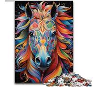 Puzzle da 1000 pezzi con cavalli colorati per adulti, ideale per gli innamorati, Capodanno e San Valentino, dimensioni 38x26cm