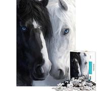 Puzzle da 1000 pezzi con cavalli dagli occhi azzurri Attività divertenti da fare in casa ma anche un gioco impossibile e divertente per ragazzi dai 14 anni in su (50x75cm)