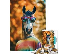 Puzzle da 1000 pezzi con cavalli in tonalità tie-dye Sfida per l'intelligenza gioco avvincente e rilassante Perfetto come decorazione o regalo per il Secret Santa (dimensioni 38x52cm)