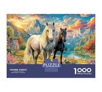Puzzle da 1000 pezzi con cavalli nel paesaggio, cavallo nella luce dell'arcobaleno per adulti, decorazione per la casa, sfida ad alta difficoltà di compleanno per uomini e donne, 70x50 cm