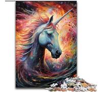 Puzzle da 1000 pezzi con cavalli psichedelici colorati in legno, attività divertenti da fare a casa, regalo di compleanno, regali da viaggio 50x75cm per un gioco interattivo per famiglie