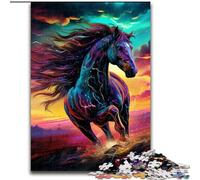 Puzzle da 1000 pezzi con cavalli psichedelici colorati in legno, gioco interattivo per famiglie, adatto dai 14 anni in su, 50x75cm, rompicapo, gioco per adulti, attività interattiva per famiglie