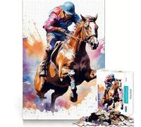 Puzzle da 1000 pezzi con cavallo ad acquerello per ragazzi,divertente attività di memoria e collegamento senza soluzione di continuità,ideale per attività di gruppo al chiuso (38x26cm)