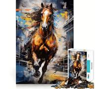 Puzzle da 1000 pezzi con cavallo al galoppo per ragazzi, gioco di logica stimolante per il relax mentale, bordi trasparenti, regalo elegante (38x52cm)