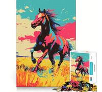 Puzzle da 1000 pezzi con cavallo al galoppo,stile pop art,taglio preciso,gioco cognitivo,divertimento per il tempo libero,regalo di Natale rilassante (50x75cm)