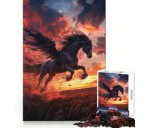 Puzzle da 1000 pezzi con cavallo alato nero per ragazzi, ideale per il benessere mentale, il tempo libero e il divertimento Perfetto per un bel regalo (38x52cm)