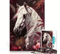 Puzzle da 1000 pezzi con cavallo arabo bianco,divertente per allenare la mente,con incastri precisi e senza spazi vuoti,ideale per creare un legame speciale con i propri cari (50x75cm)