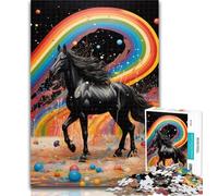 Puzzle da 1000 pezzi con cavallo arcobaleno nero, puzzle da 1000 pezzi per adolescenti, regali, migliora l'amore tra coppie per età 14 26x38cm